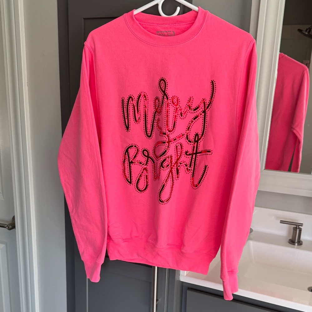 Cozy Bright Pink Christmas Sweatshirt